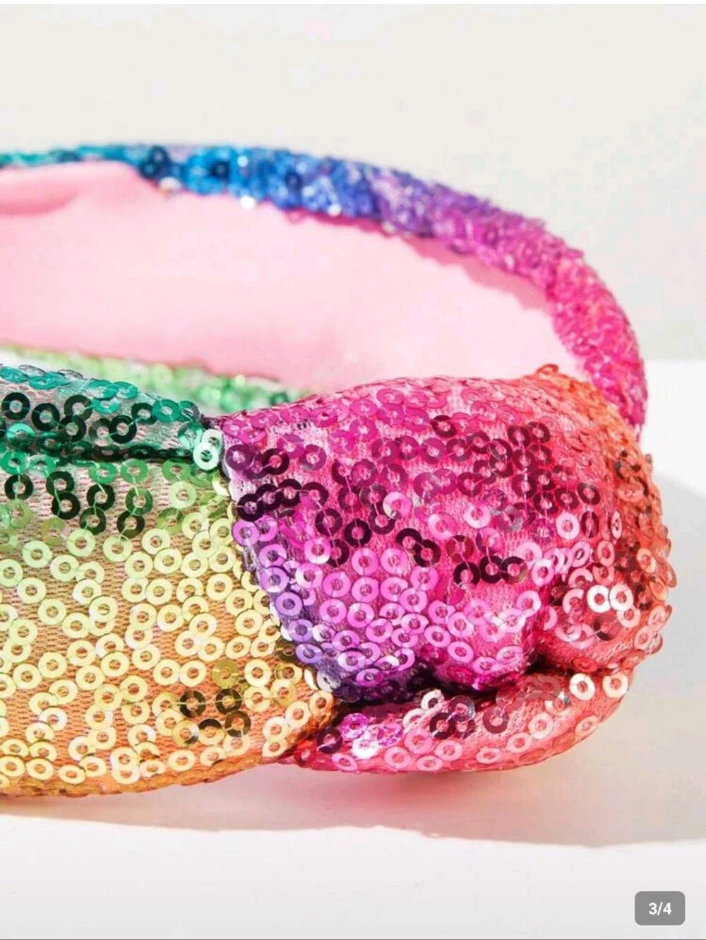 Snowcone Rainbow Sequin Knotted Headband - Multicolor